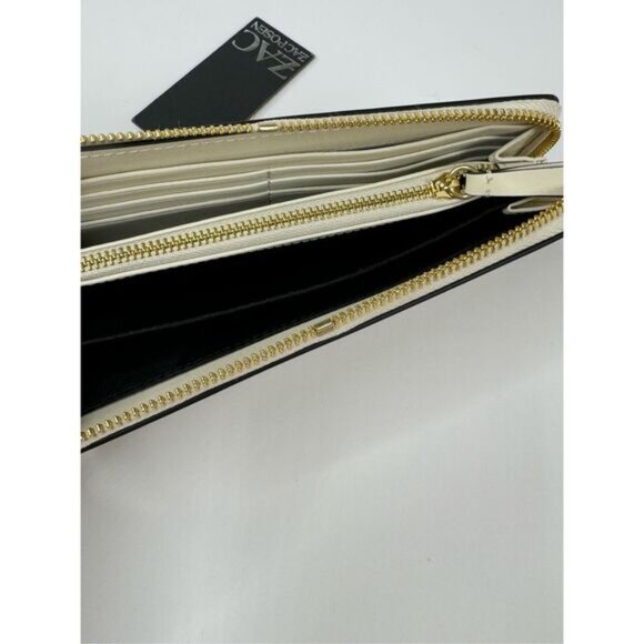 ZAC POSEN Eartha Mini Bow Zipper Leather Continental Wallet Cream NWT - Picture 11 of 11
